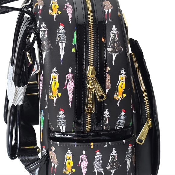 Loungefly Emily In Paris Limited Edition All Over Print Black Mini Backpack nwt - Picture 4 of 5